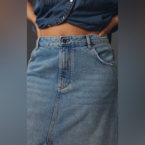 PILCRO The Madi Front-Slit Denim Skirt - Picture 3 of 11